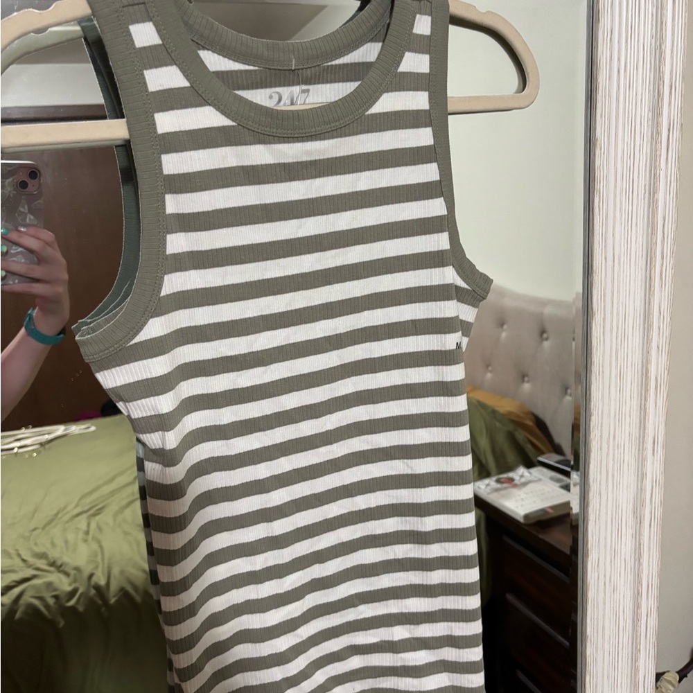 Maurices Olive and White Striped Tank